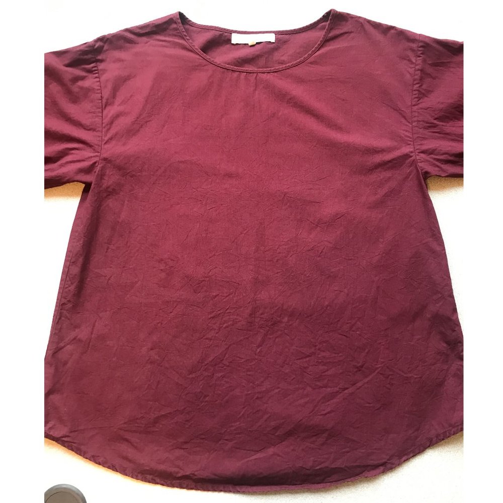Apiece Apart Burgundy Cotton Top Cropped Sleeve Sm